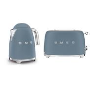 Smeg Matte Bundle Set KLF03 Kettle & TSF01 2 Slice Toaster - Storm Blue
