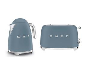 Smeg Matte Bundle Set KLF03 Kettle & TSF01 2 Slice Toaster - Storm Blue