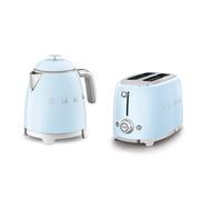Smeg Mini-Kettle & 2-Sl Toaster, 50’s Style Retro, Stainless Steel Pastel Blue