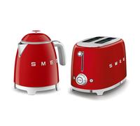Smeg 50’s Style Retro Range Breakfast Set, 0.8L 1400W Mini Kettle and Multi-Functional Control 2-Slice 950W Toaster, Red, KLF05RDUK/ TSF01RDUK