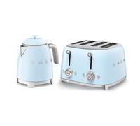 Smeg Mini-Kettle & 4-SliceToaster, Stainless Steel, Pastel Blue