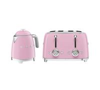 SMEG Mini Kettle & Toaster Set, 0.8L, 4 Slice, 2000W, Pink, KLF05PKUK/TSF03PKUK