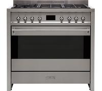 Smeg Opera A1-9 90cm Dual Fuel Range Cooker with Gas Hob - Stainless Steel - A+ Rated, Stainless Steel