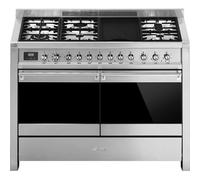 Smeg A4-81 cooker Freestanding cooker Gas Black, Stainless steel