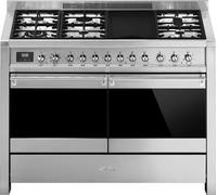 Smeg A4-81 cooker Freestanding cooker Gas Black, Stainless steel