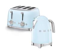 Smeg Pastel Blue Kettle & 4-Slice Toaster Bundle - 1.7L, 3kW, Variable-Temp, EEJB128