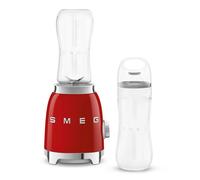 Smeg PBF01RDUK Retro 50s Style Personal Blender, 2 x Bottles-To-Go, 2 Speed Settings, 600ml, 300W, Red