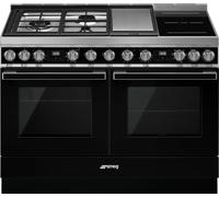 Smeg Portofino CPF120IGMPBL Dual Fuel Range Cooker - Black - A+/A Rated, Black