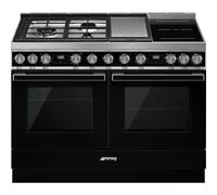 Smeg Portofino CPF120IGMPBL Dual Fuel Range Cooker - Black - A+/A Rated, Black