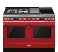 Smeg Portofino CPF120IGMPR 120cm Wide Red Mixed Fuel Freestanding Pyrolytic Range Cooker
