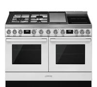 Smeg Portofino CPF120IGMPWH 120cm Wide White Mixed Fuel Freestanding Pyrolytic Range Cooker