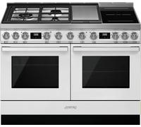 Smeg Portofino CPF120IGMPWH Dual Fuel Range Cooker with Mixed Fuel Hob and Pyrolytic Cleaning - White - A+/A Rated, White