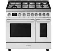 Smeg Portofino CPF92GMWH 90cm Dual Fuel Range Cooker - White - A/A Rated, White