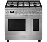 Smeg Portofino 90cm Dual Fuel Twin Oven Range Cooker - Stainless Steel