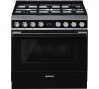 Smeg Portofino CPF9GPBL 90cm Dual Fuel Range Cooker - Black - A+ Rated