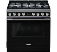 Smeg Portofino CPF9GPBL 90cm Wide Black Dual Fuel Freestanding Range Cooker
