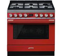 Smeg Portofino CPF9GPR 90cm Wide Red Dual Fuel Freestanding Range Cooker