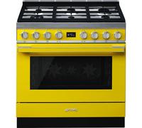 Smeg Portofino CPF9GPYW 90cm Wide Yellow Dual Fuel Freestanding Range Cooker