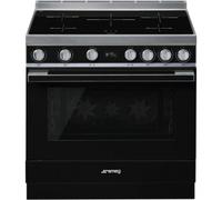 Smeg Portofino CPF9IPBL 90cm Wide Black Induction Freestanding Range Cooker