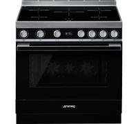 Smeg Portofino CPF9iPBL 90cm wide Electric Range Cooker with Induction Hob and Pyrolytic Cleaning - Black - A+ Rated