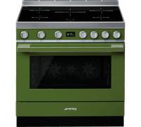 Smeg Portofino CPF9iPOG 90cm Electric Range Cooker with Induction Hob and Pyrolytic Cleaning - Olive Green - A+ Rated, Green