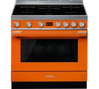 Smeg Portofino CPF9iPOR 90cm wide Electric Range Cooker with Induction Hob and Pyrolytic Cleaning - Orange - A+ Rated, Orange