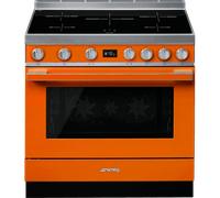 Smeg Portofino CPF9iPOR 90cm wide Electric Range Cooker with Induction Hob and Pyrolytic Cleaning - Orange - A+ Rated, Orange