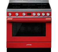 Smeg Portofino CPF9iPR 90cm wide Electric Range Cooker with Induction Hob and Pyrolytic Cleaning - Red