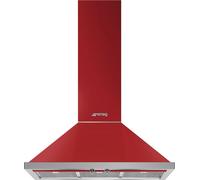 Smeg Portofino KPF9RD 90cm Chimney Cooker Hood for Ducted/Recirculating Ventilation - Red, Red