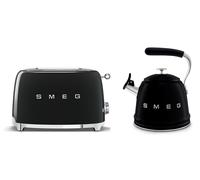 Smeg Retro Bundle | WKF01 Whistling Stovetop Kettle & TSF01 2-Slice Toaster Set - Black