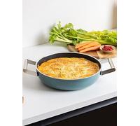 Smeg 50’s Style Non-Stick Deep Pan, Suitable for All Cooktops, Oven Proof, Tempered Glass Lid, Made in Italy, 28cm, Matte Emerald Green, DPF2812EGM
