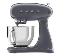 Smeg SMF03GRUK Full Colour Stand Mixer, Retro 50's Style with 4.8L Stainless Steel Bowl, Safety Lock, 10 Variable Speeds, 800W, Grey