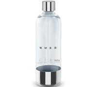 Smeg Soda Maker Bottle for SKC01, Reusable Plastic Water Bottle, 1 Litre Capacity, Clear with Stainless Steel Base and Cap