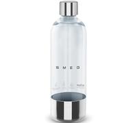 Smeg Soda Maker Bottle, Reusable Plastic Water Bottle, 1 Litre Capacity, Clear with Stainless Steel Base and Cap, SKB01