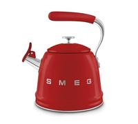 SMEG Stovetop Whistling Kettle - 50s Retro Style, 2.3 Liter (10 Cup / 2.4 Quart) Stainless Steel Tea Kettle with Iconic Design & Whistle - Premium Kitchen Statement Piece-Red