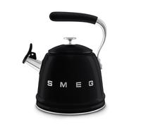 SMEG Stovetop Whistling Kettle - 50s Retro Style, 2.3 Liter (10 Cup / 2.4 Quart) Stainless Steel Tea Kettle with Iconic Design & Whistle - Premium Kitchen Statement Piece-Black