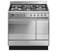 Smeg SUK92MX9-1 cooker Freestanding cooker A Electric Sealed plate Black, Stainless steel