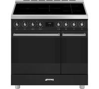 Smeg Symphony C92IPMB2 90cm Electric Range Cooker with Induction Hob and Pyrolytic Cleaning - Matt Black - A/A Rated, Black