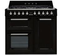 Smeg Tr103Bl_Bk Freestanding Electric & Gas Range Cooker With Gas Hob - Black