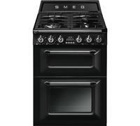 Smeg TR62BL Victoria Dual Fuel Cooker with Double Oven, Black, A Rated A