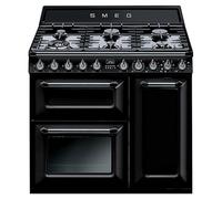 Smeg TR93BL 90cm Victoria Dual Fuel Range Cooker in Black with Circula