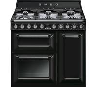 Smeg TR93BL Victoria 90cm Dual Fuel Range Cooker, Black A