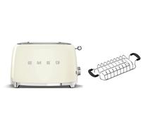 (Cream) Smeg TSF01 2 Slice Toaster + TSBW01 Bun Warmer Bundle