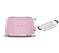 Smeg TSF01 2 Slice Toaster + TSBW01 Bun Warmer Bundle - Pink