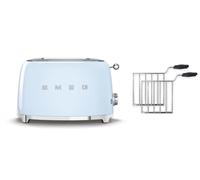 Smeg TSF01 2 Slice Toaster + TSSR01 2-Sandwich Racks Bundle - Pastel Blue