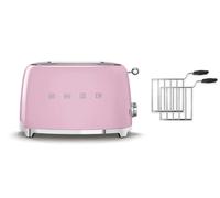Smeg TSF01 2 Slice Toaster + TSSR01 2-Sandwich Racks Bundle - Pink