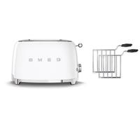 (White) Smeg TSF01 2 Slice Toaster + TSSR01 2-Sandwich Racks Bundle
