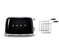 (Black) Smeg TSF01 2 Slice Toaster + TSSR01 2-Sandwich Racks Bundle