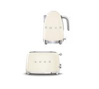 Smeg TSF01 & KLF04 2-Slice Toaster & 1.7L Variable Temperature Kettle in Cream Smeg Cream