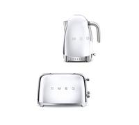 Smeg Tsf01 & Klf04 2-Slice Toaster & 1.7L Variable Temperature Kettle In Silver Silver